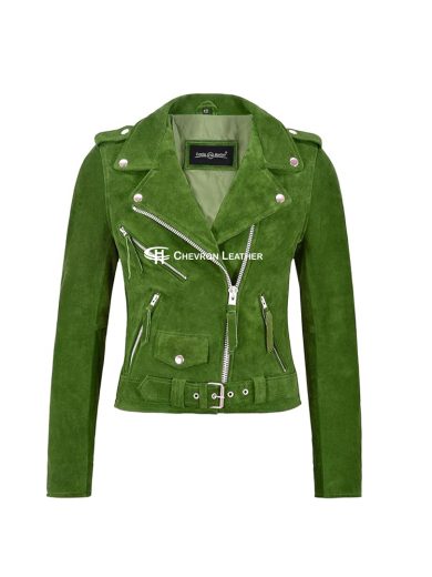 Ladies Brando Jacket Classic Biker Style Slim Fit Fashion Suede Leather Jacket LDS MBF