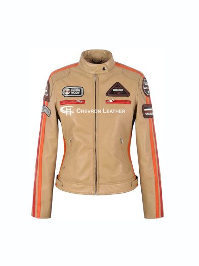 SIZMA Ladies Real Leather Jacket Classic Vintage Retro Motorcycle Racer Style 5011