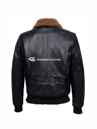 TOP GUN Jacket Men's Shearling Fur Collared Bomber Jacket