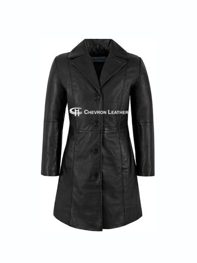 ELEGANT WOMEN'S TRENCH COAT CLASSIC LEATHER 3/4 Formal COAT Jacket