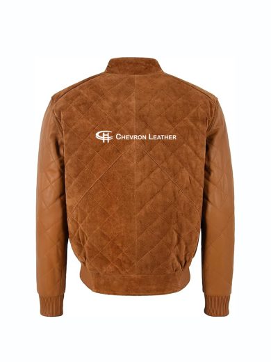 JAMES Diamond Quilted Leather Bomber Jacket Suede Body Leather Sleeves Men's Leather Jacket